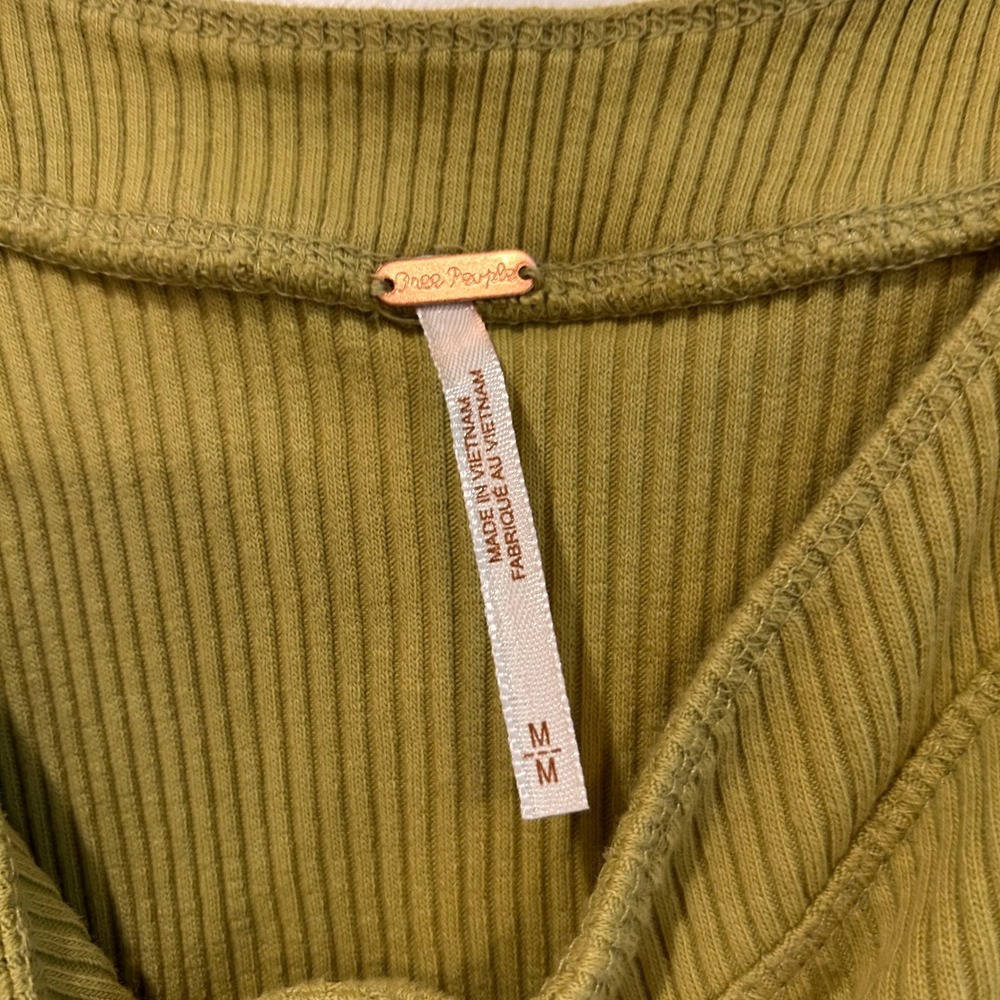 Free People Chartreuse Ribbed Button Tank - Picture 5 of 12